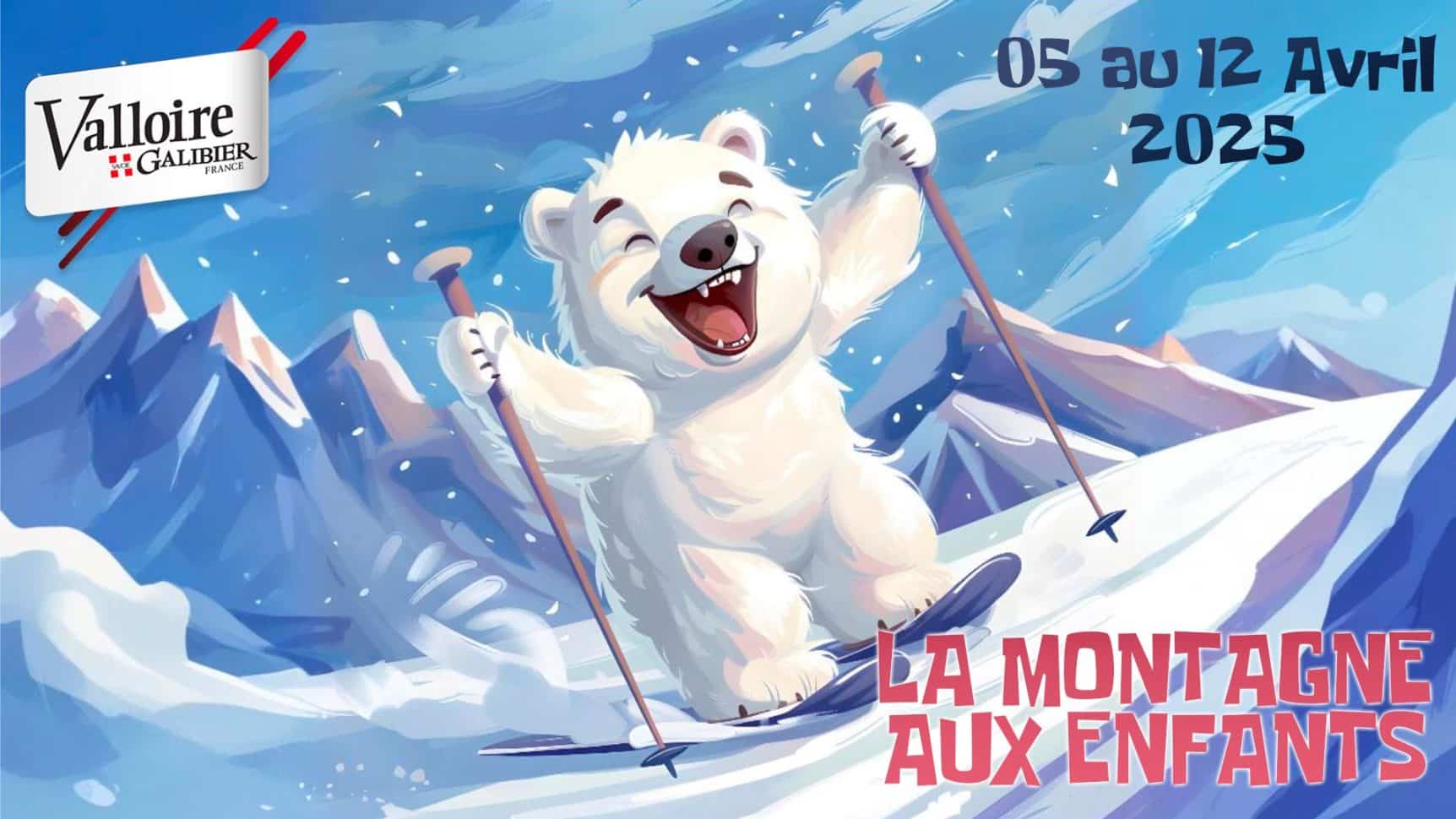 affiche de la montagne aux enfants à valloire